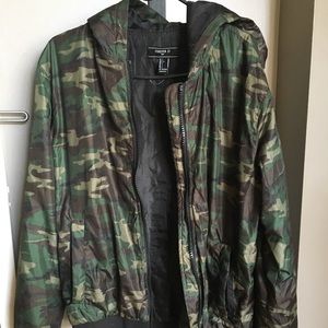 CAMO bomber zip jacket with hood